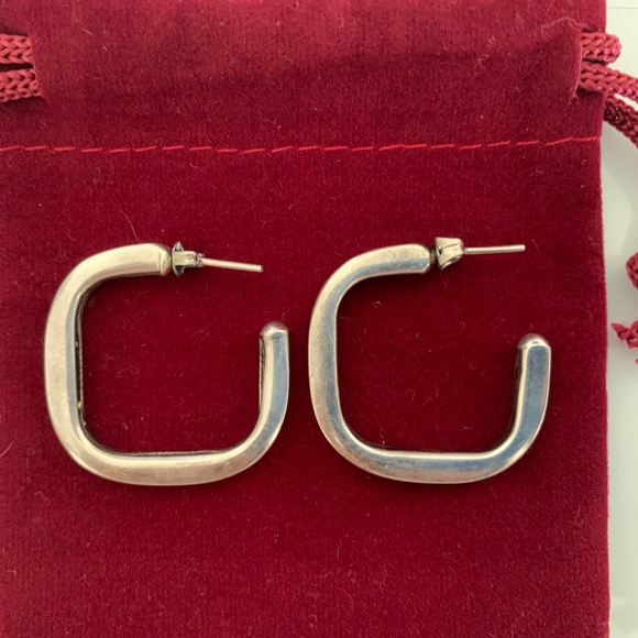 Sterling Silver .925 Modern Square Hoop Earrings – Minimalist Geometric Design - Picture 5 of 5
